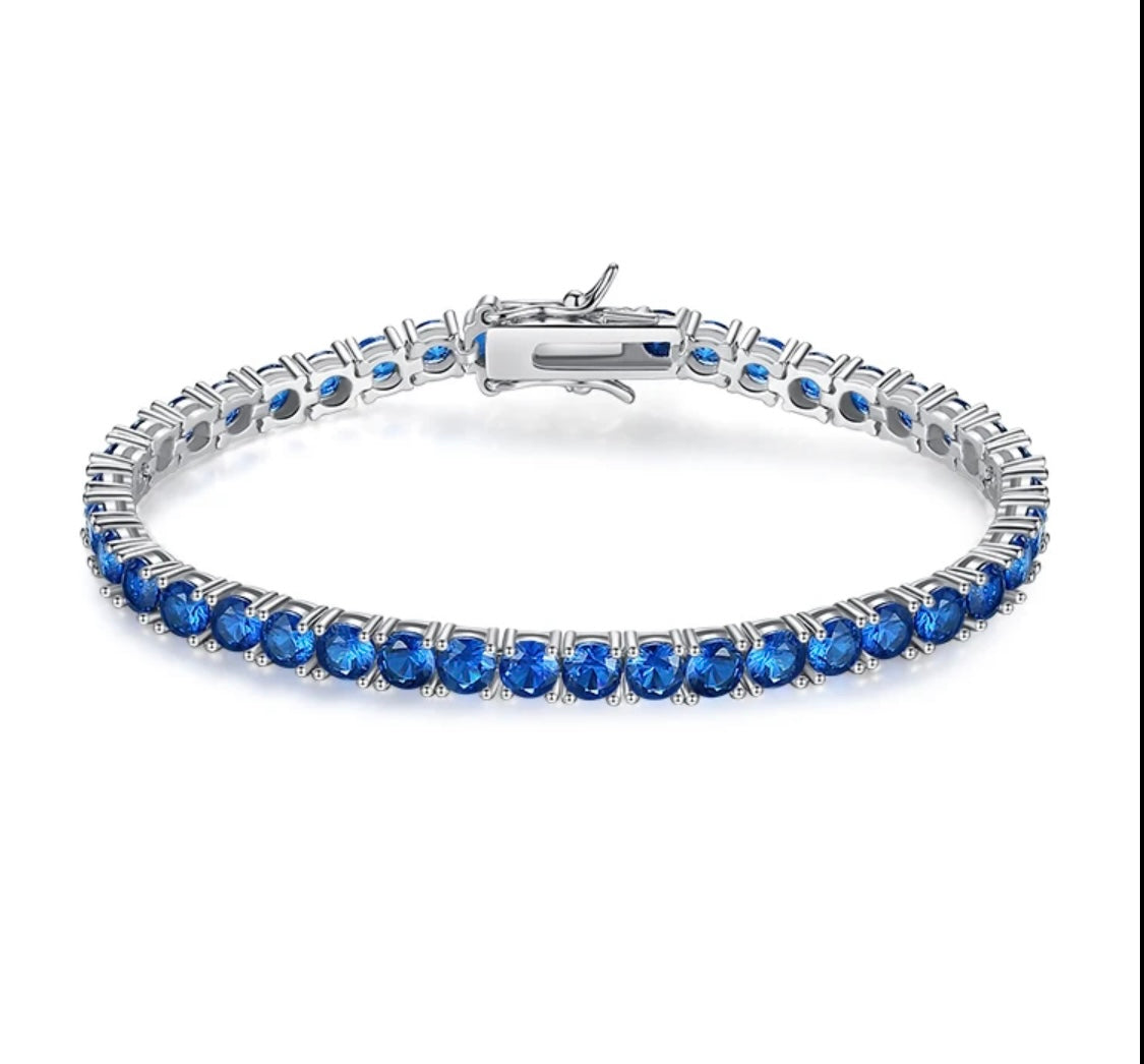 Bracciale tennis nano cristalli blu da 3mm