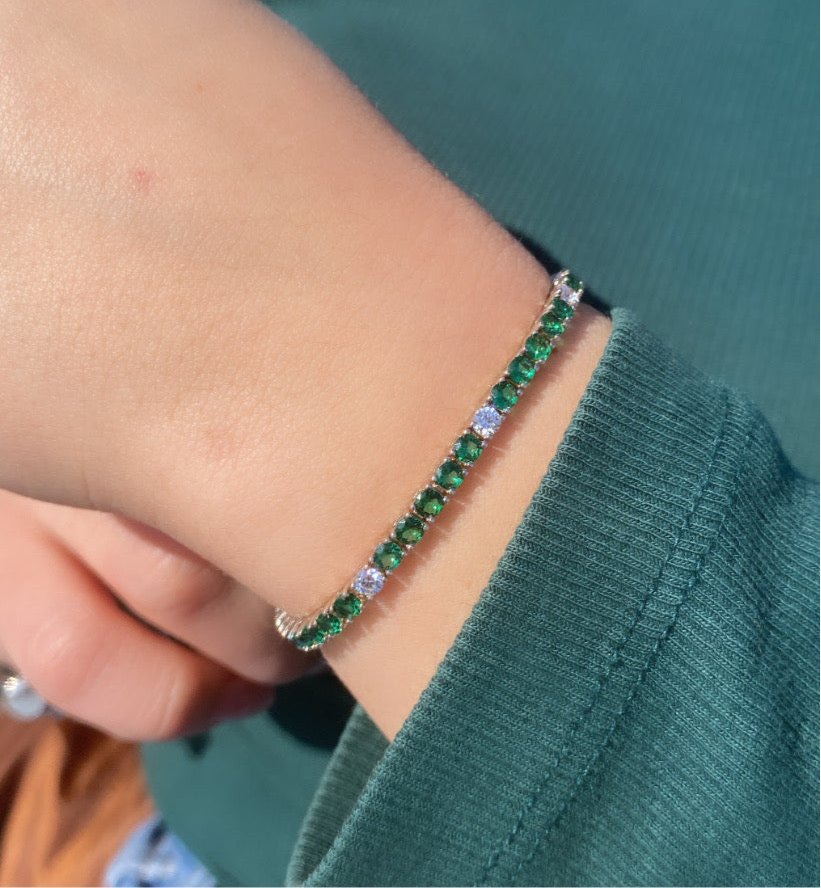 Bracciale Tennis Bicolore verde luminoso 3mm