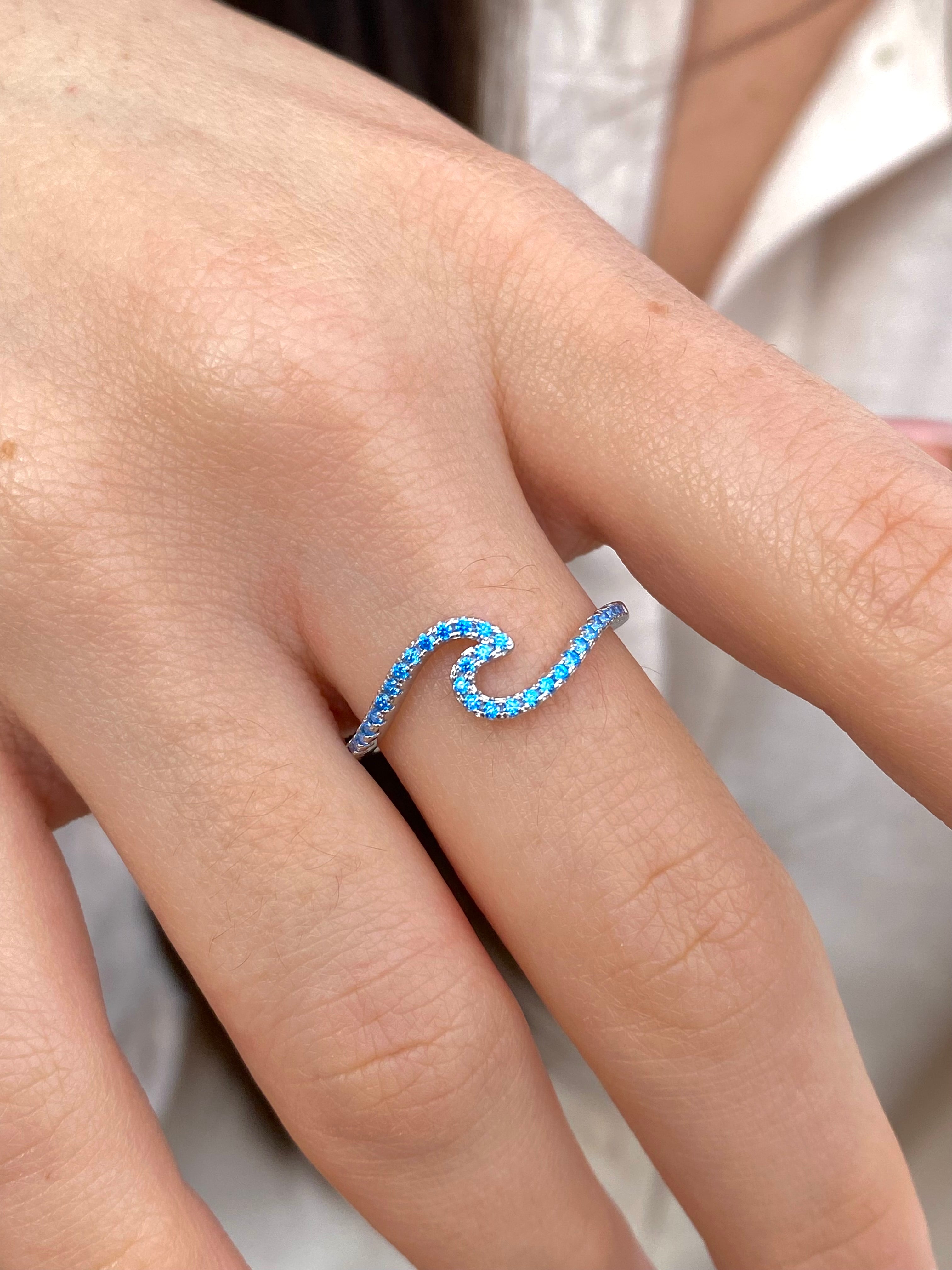 Anello onda blu