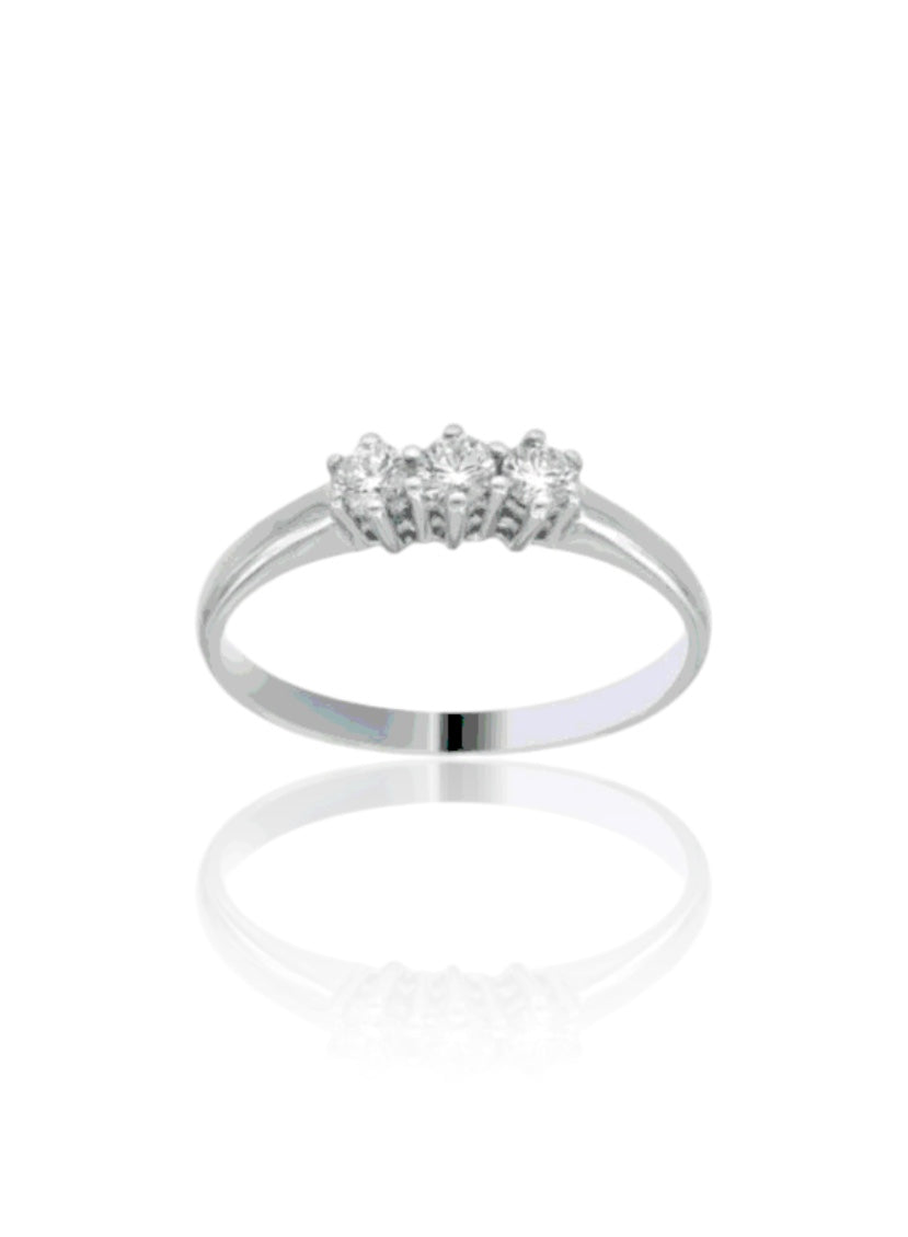 ANELLO TRILOGY ORO BIANCO 18KT E DIAMANTI CT. 0,10
