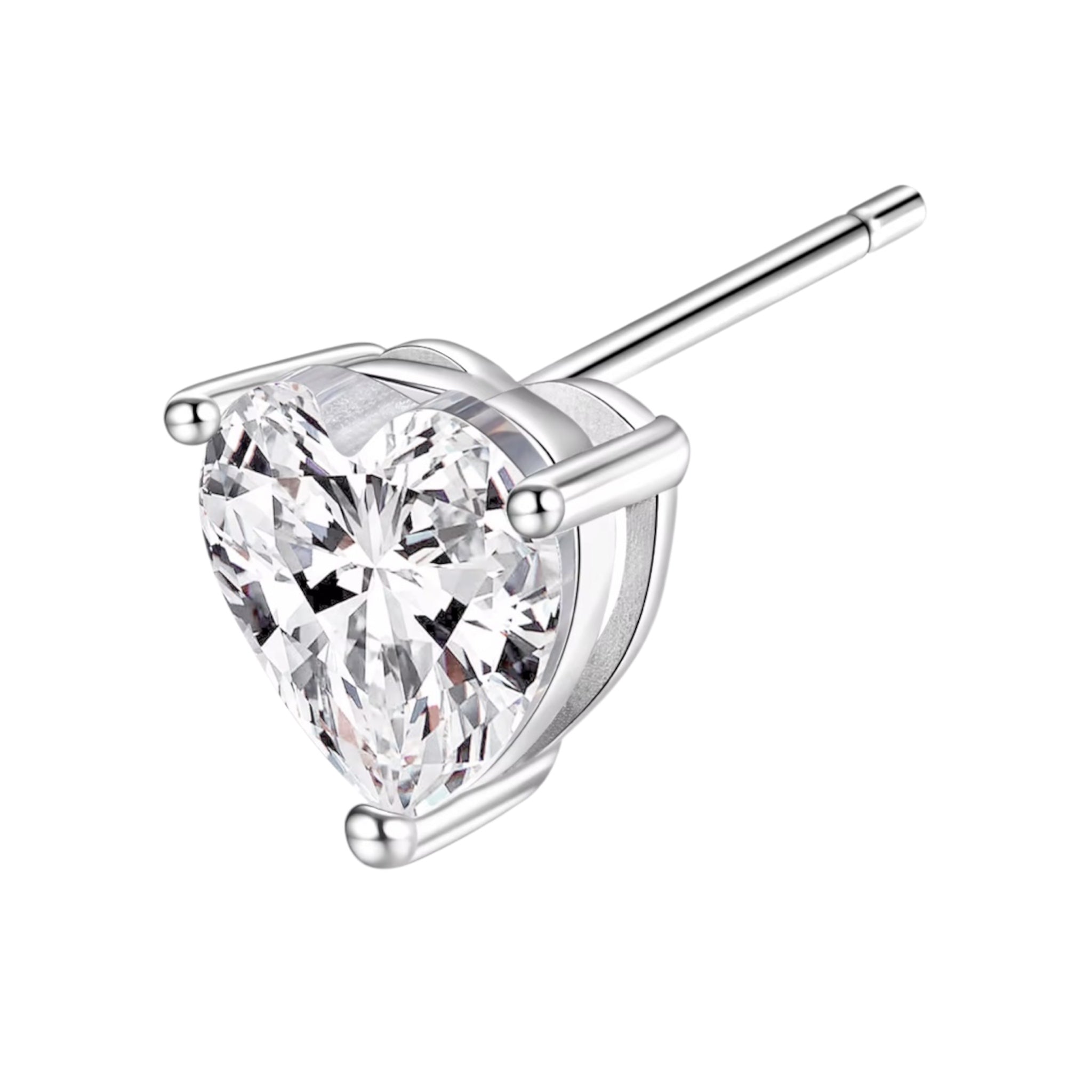 Orecchini punto luce con moissanite taglio cuore certificata