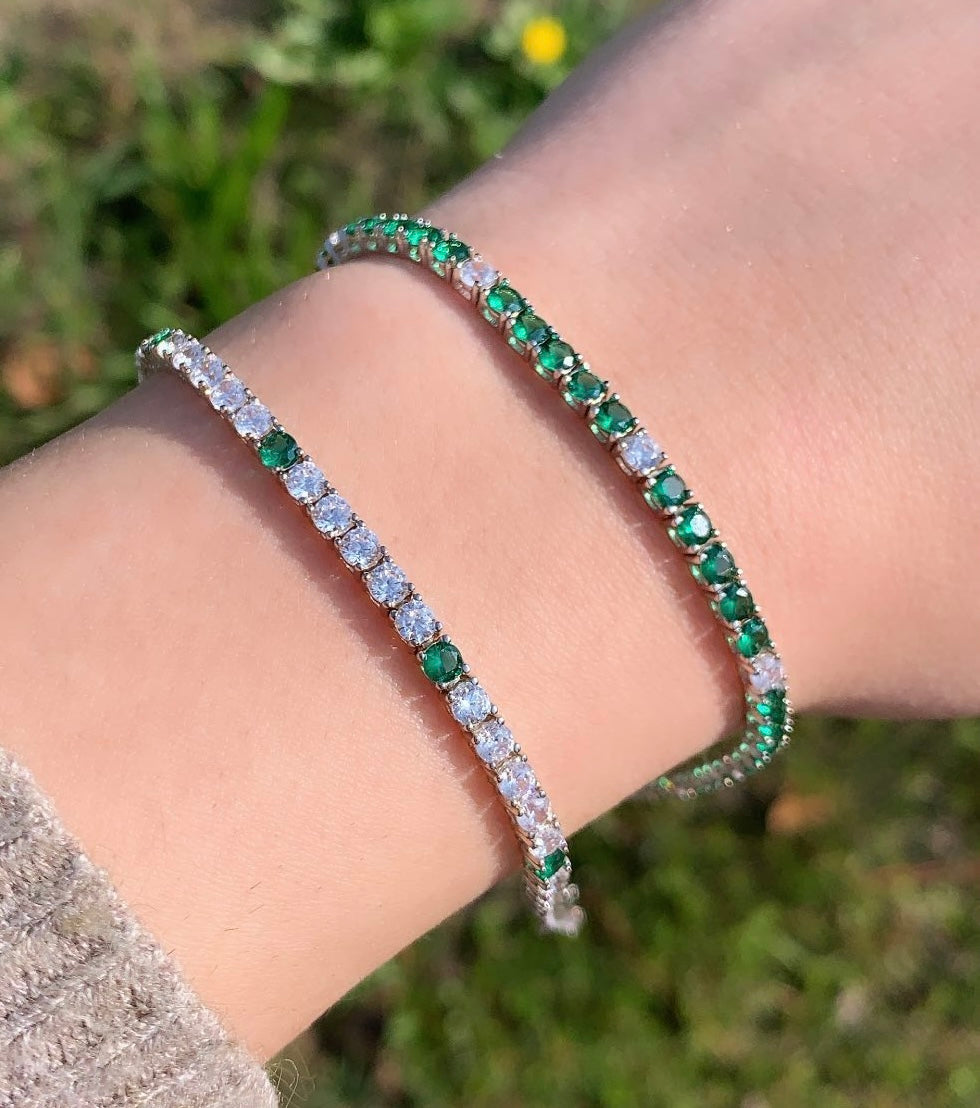 Bracciale Tennis Bicolore verde luminoso 3mm