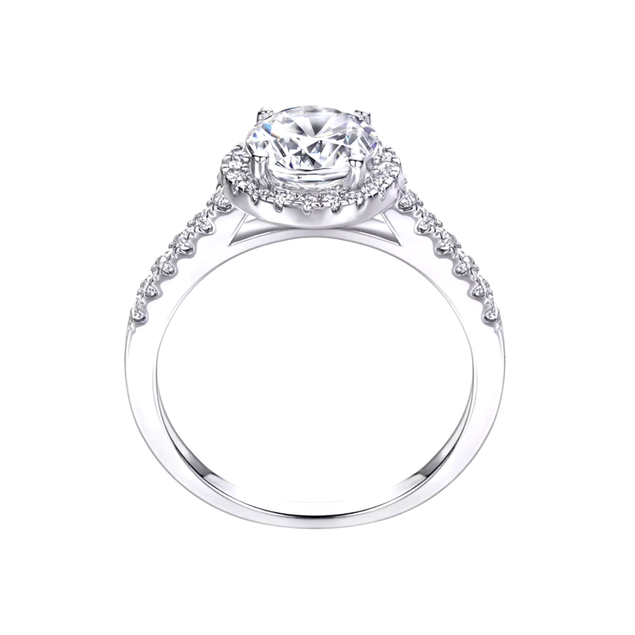 Anello halo rotondo con giro scintillante