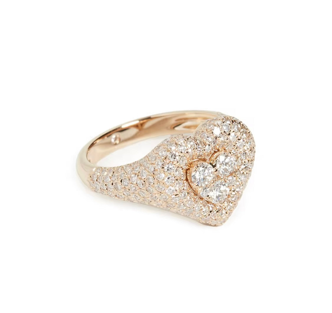 Anello chevron da mignolo a cuore