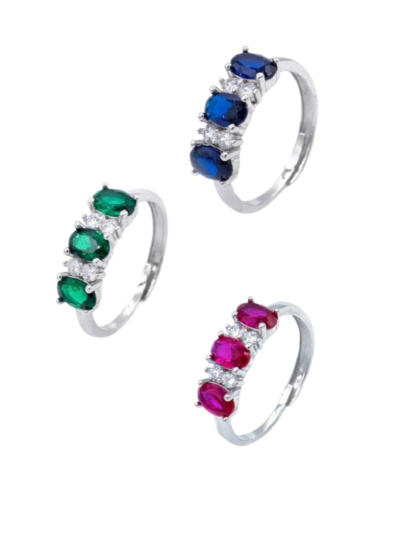 Anello Trilogy con pietre ovali