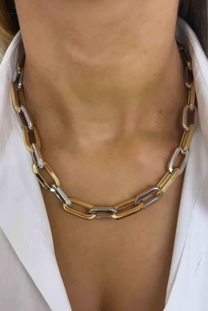 Collana bicolore maglia larga