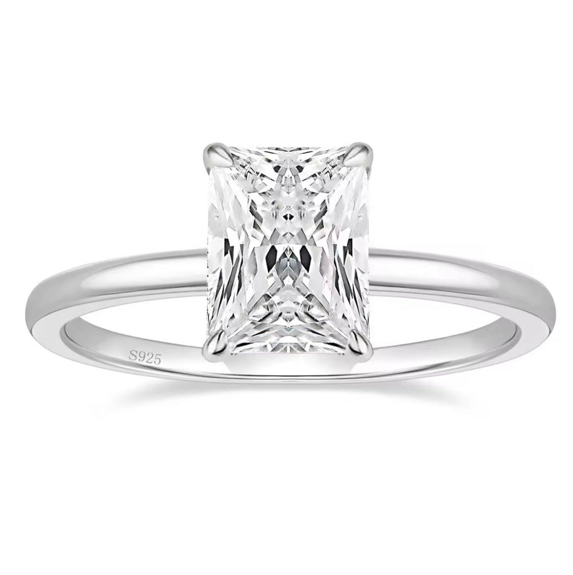 Anello solitario radiant cut con moissanite certificata