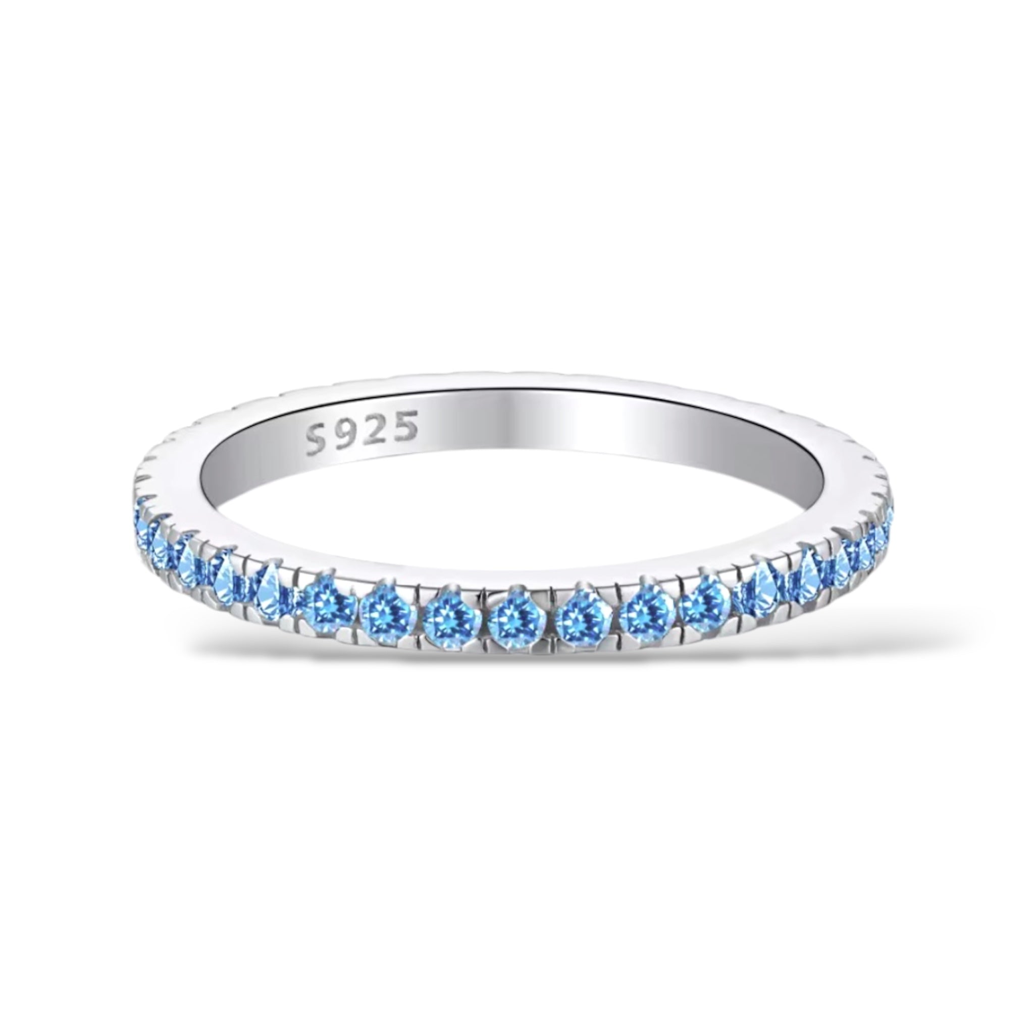 Anello mini Veretta pietre azzurre luminose