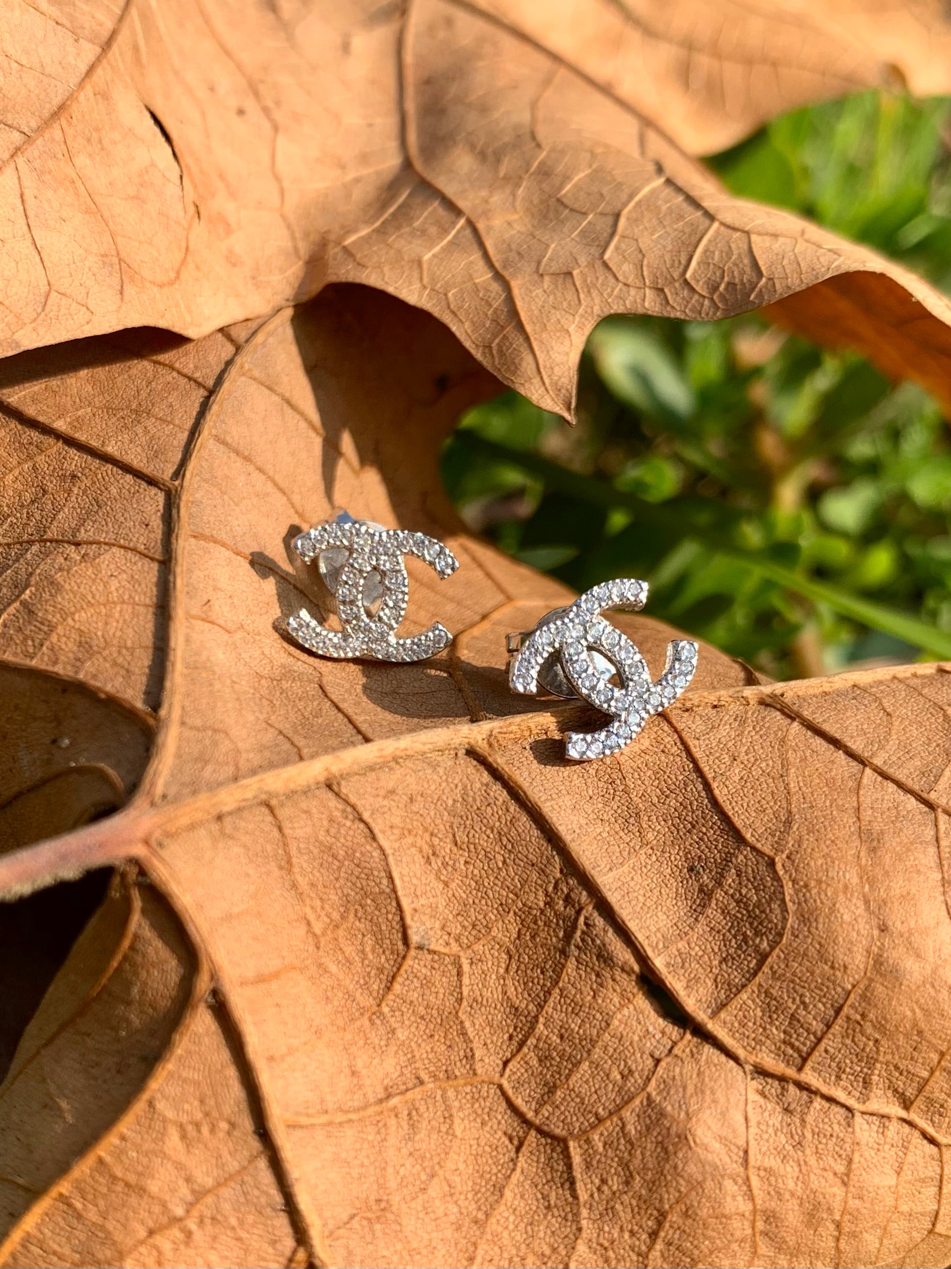 Orecchini double c oro bianco 18kt