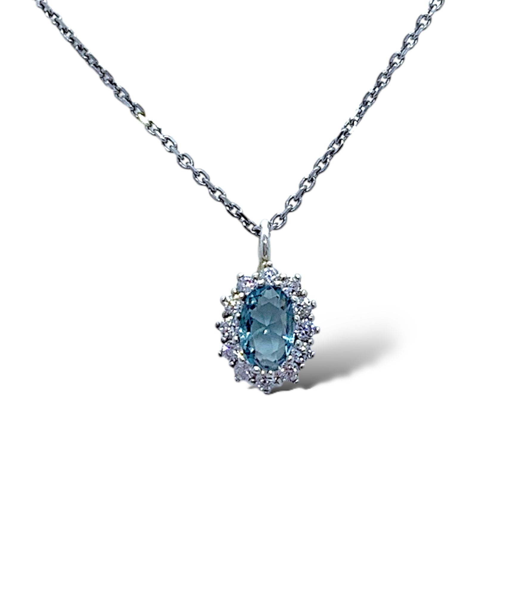 Collana ovale scintillante azzurro