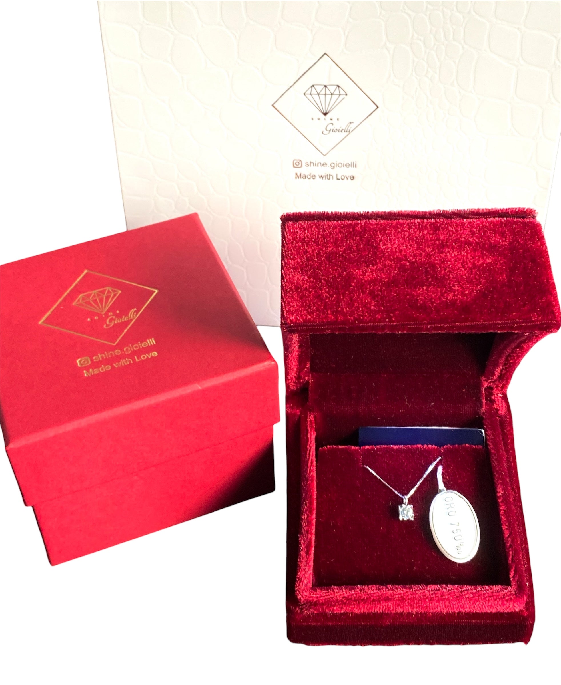 COLLANA PUNTO LUCE SFACCETTATO CON DIAMANTE NATURALE 0.15CT G COLOR PUREZZA SI