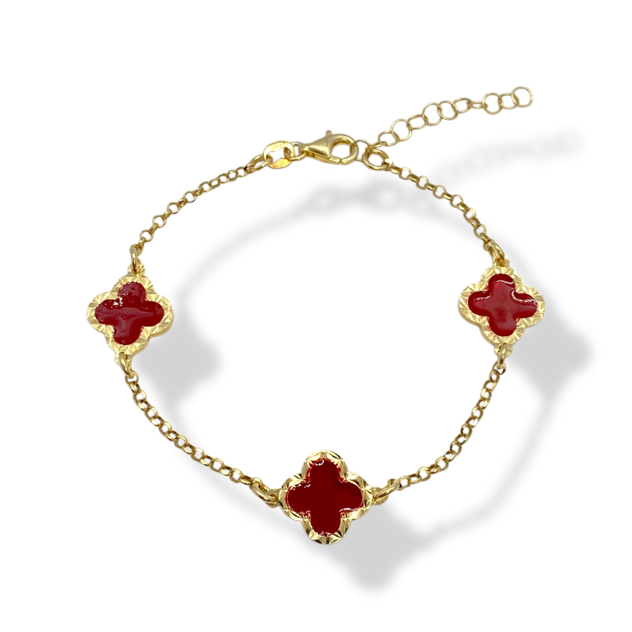 Bracciale fiori smaltato rosso