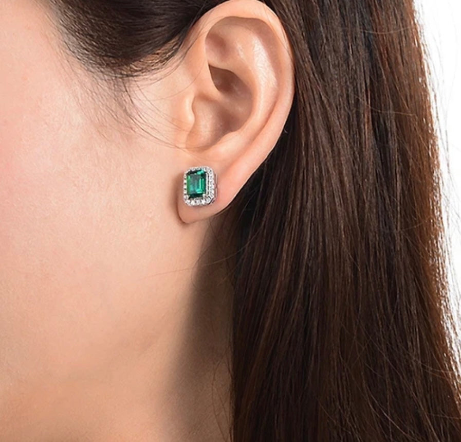 Orecchini baguette verde smeraldo