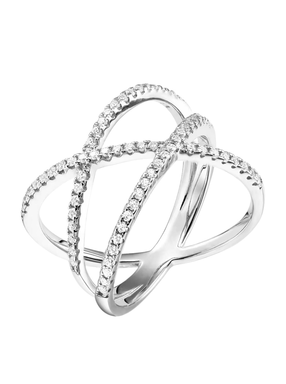 Anello incrocio di fili pavé piccolo