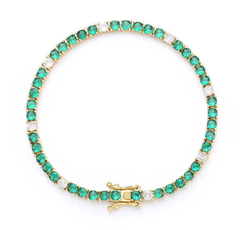 Bracciale Tennis Bicolore verde luminoso 3mm