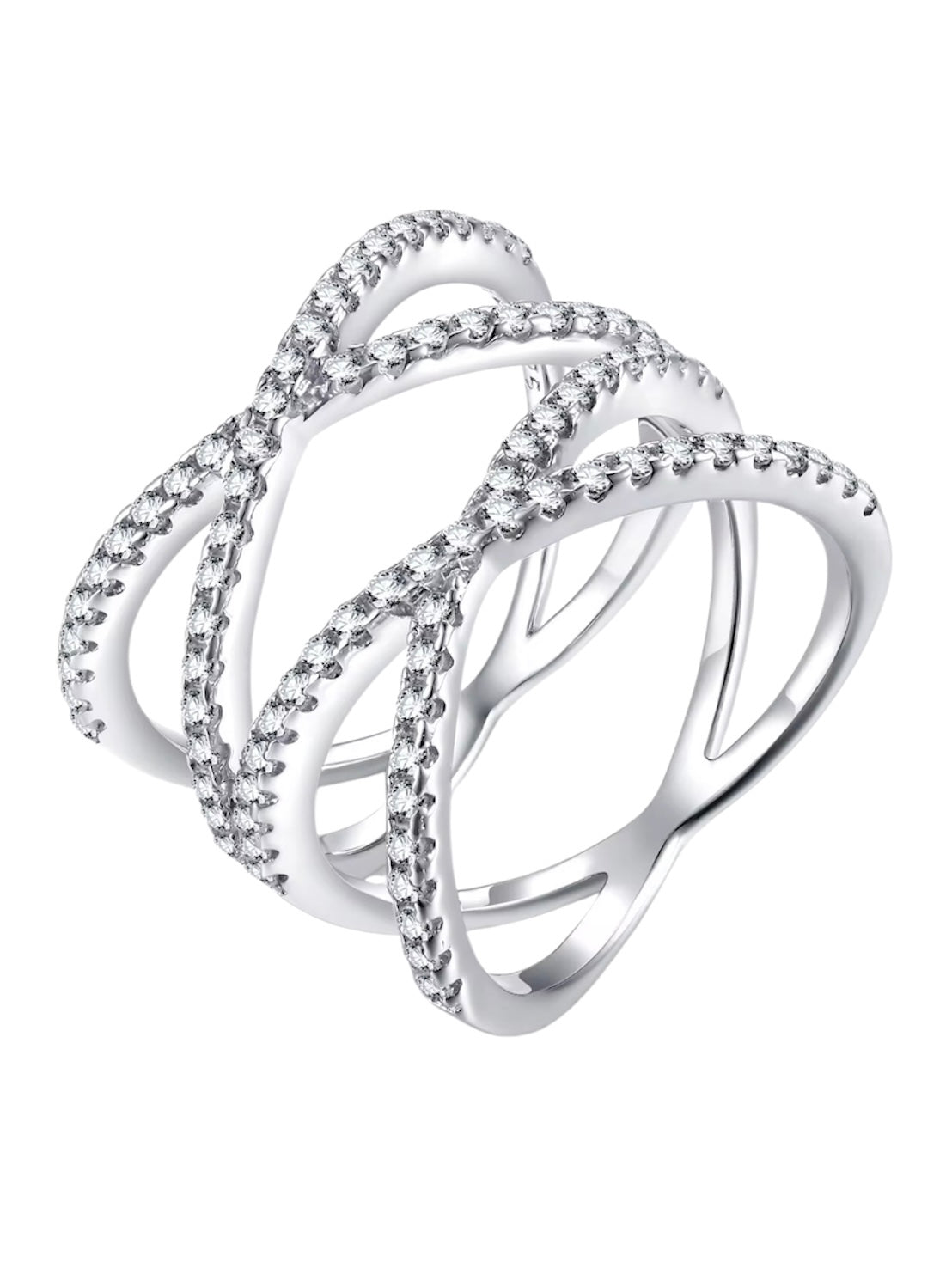 Anello incrocio di fili pavé