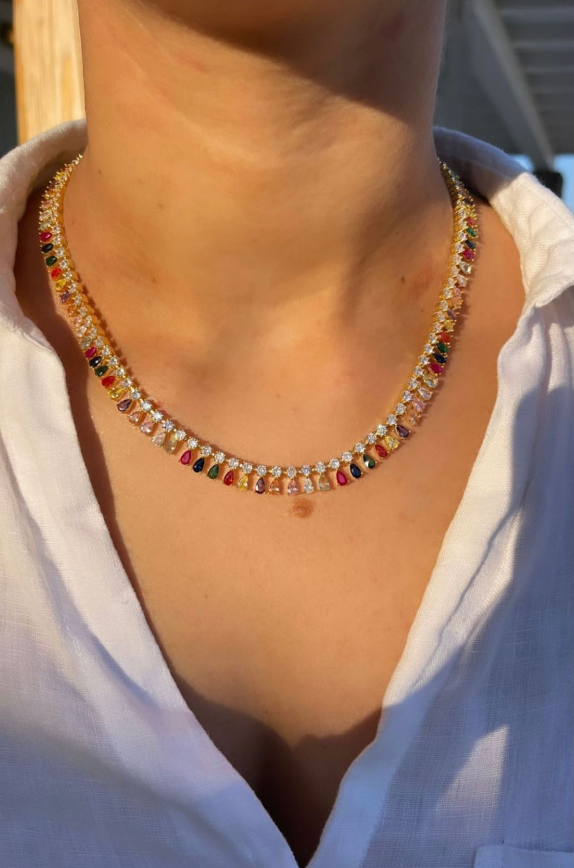 Collana tennis con pendenti Raimbow