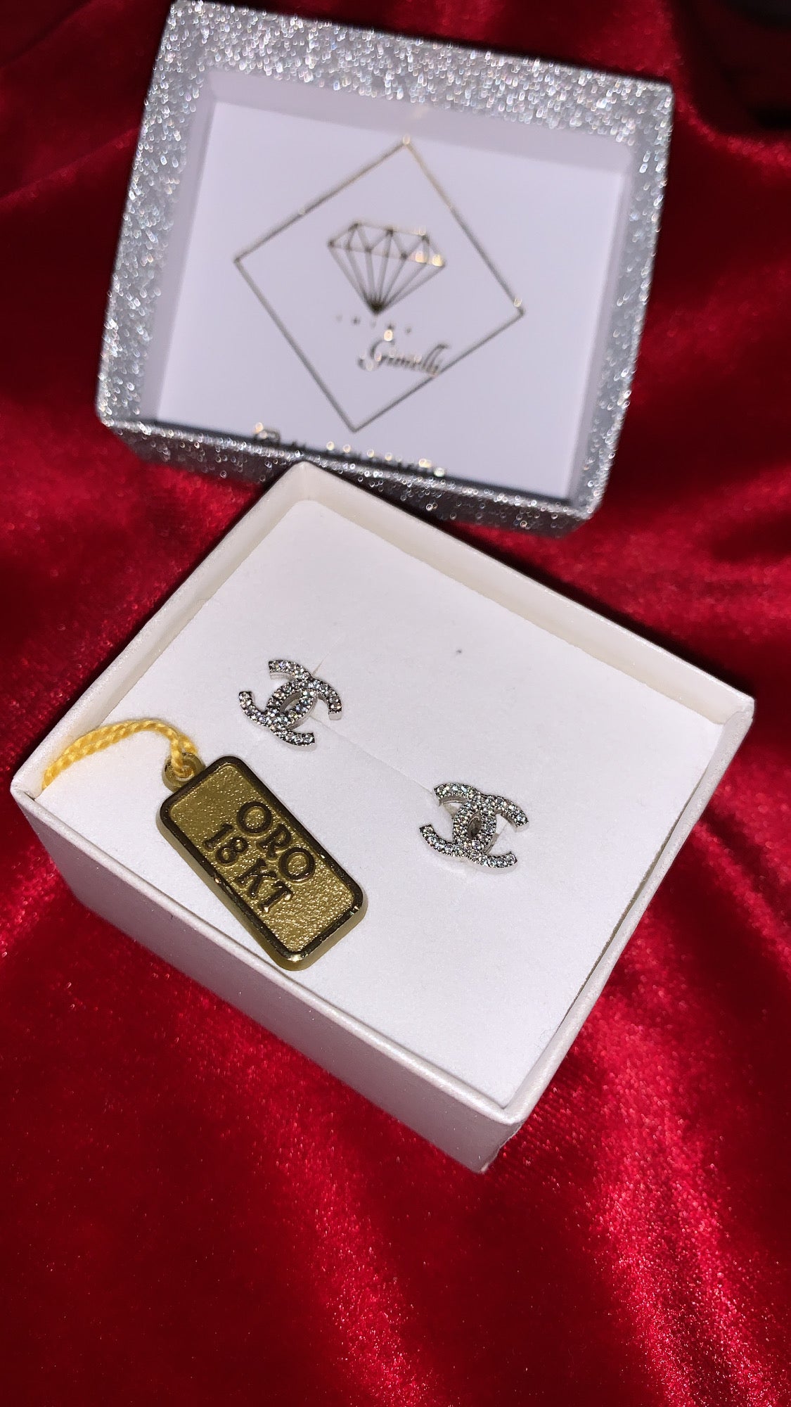 Orecchini double c oro bianco 18kt