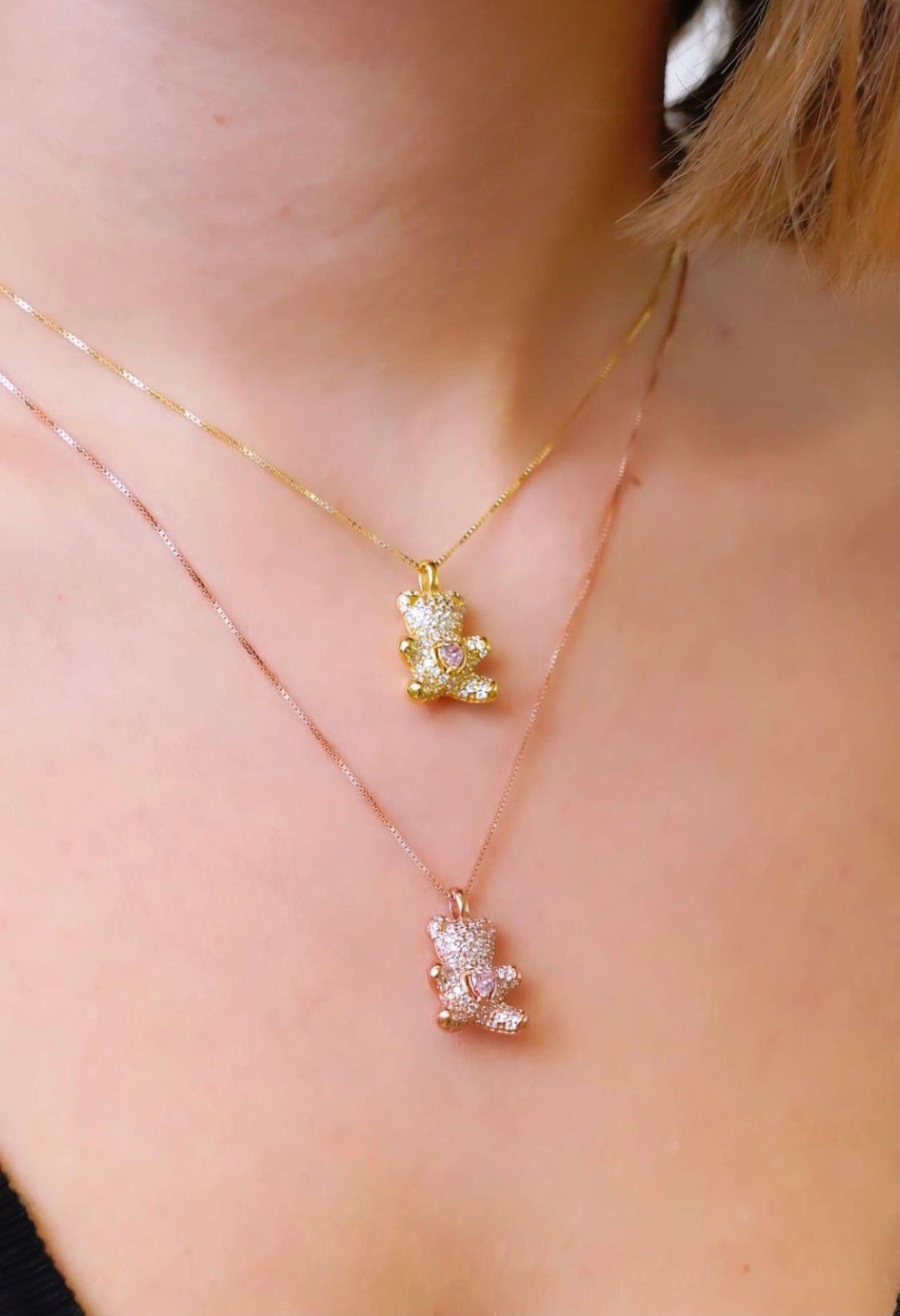 Collana orsetto pavé