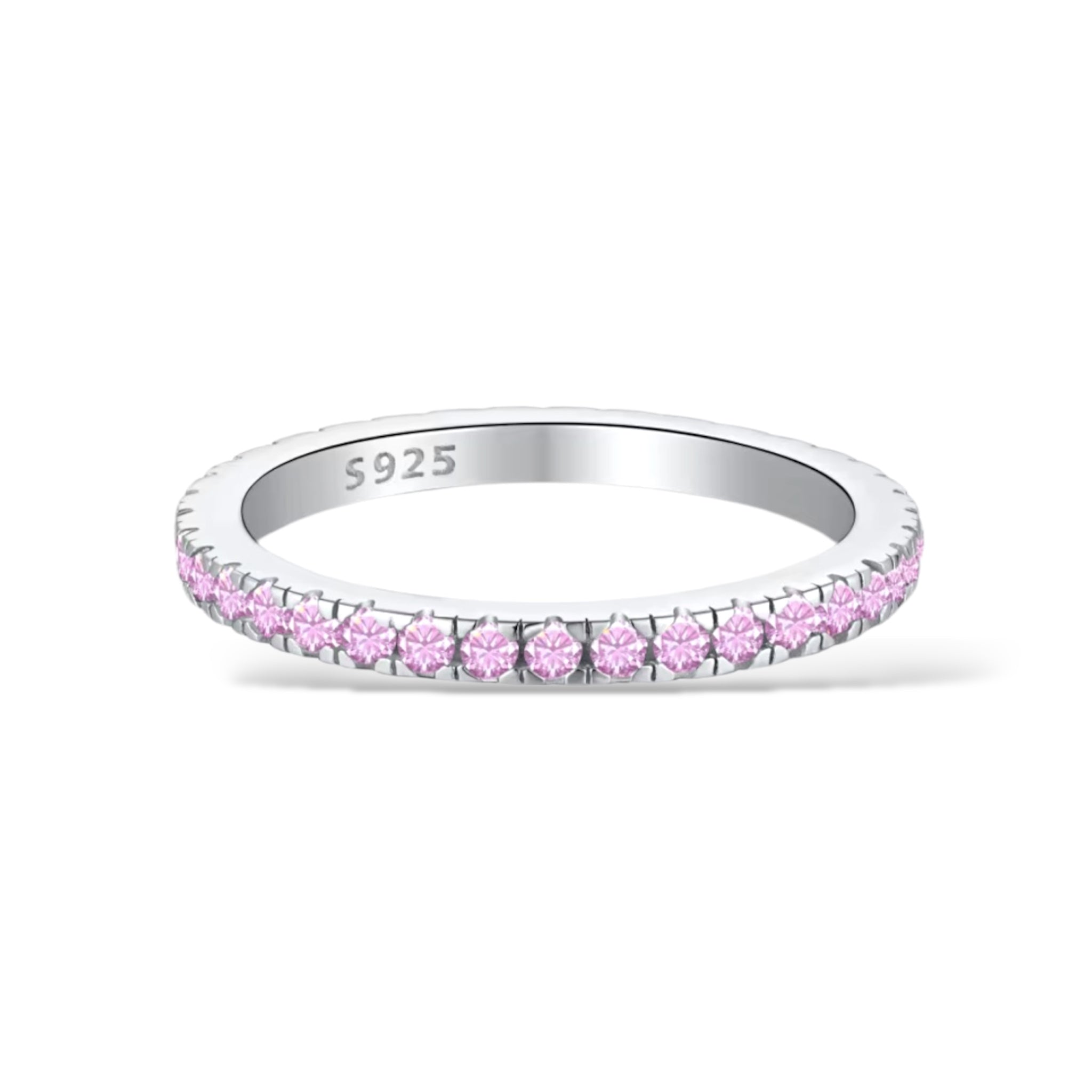 Anello mini Veretta pietre rosa
