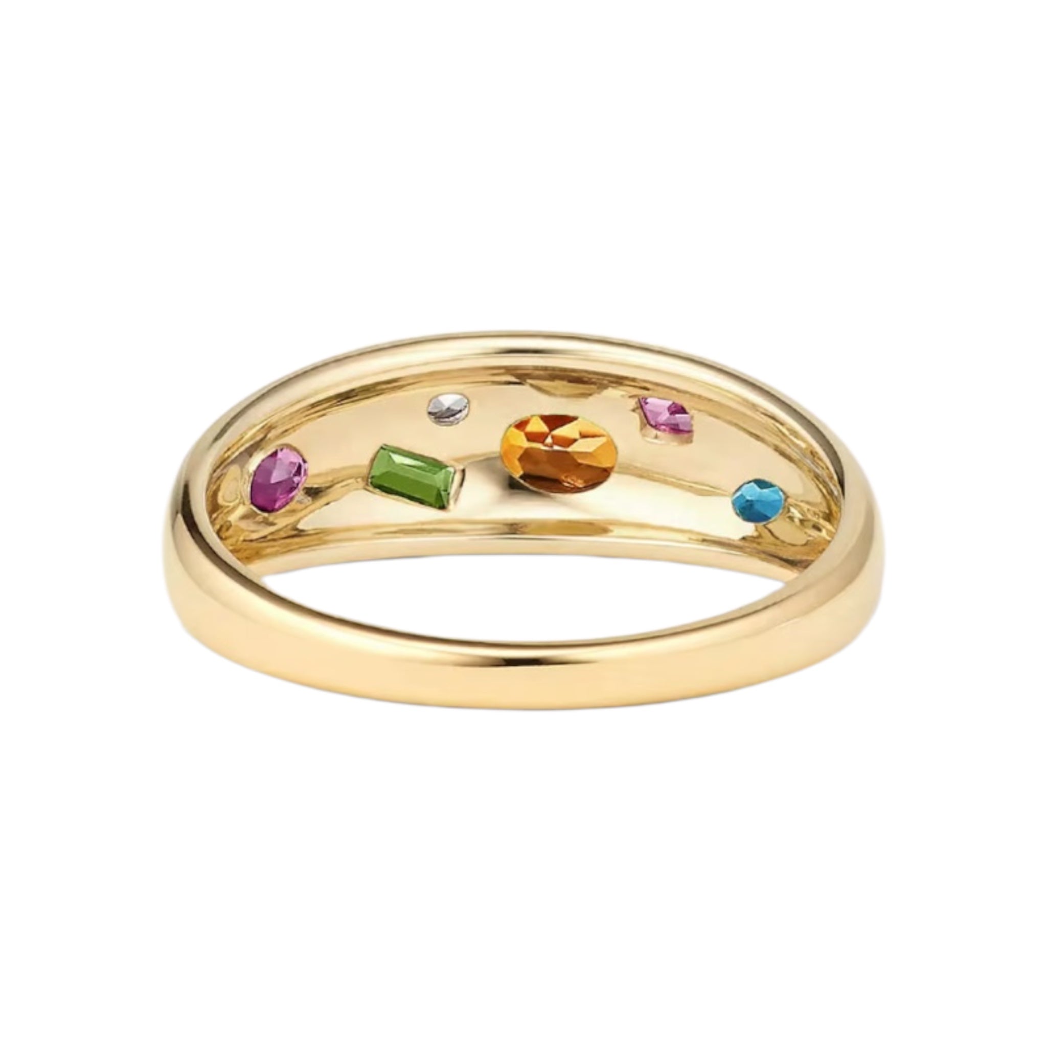 Anello a fascia con pietre colorate