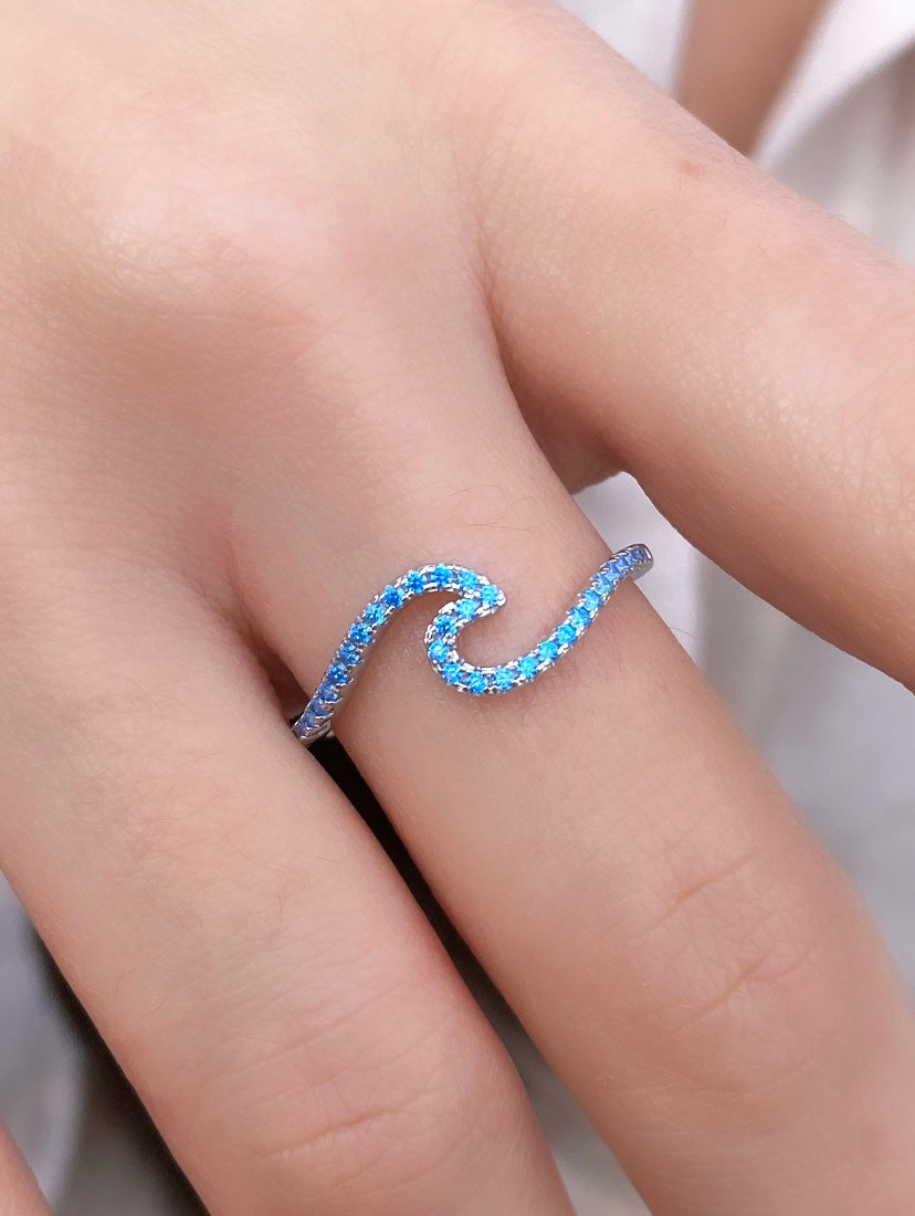 Blue wave ring