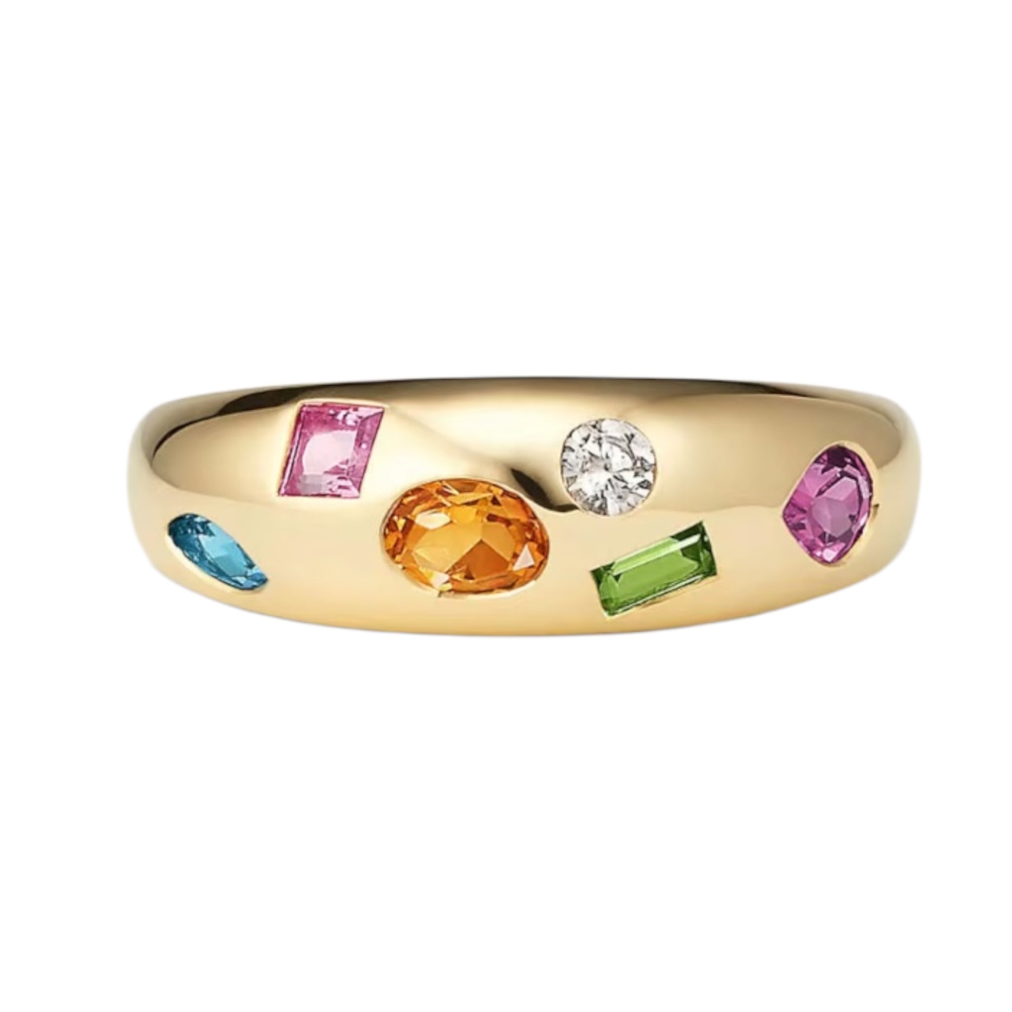 Anello a fascia con pietre colorate
