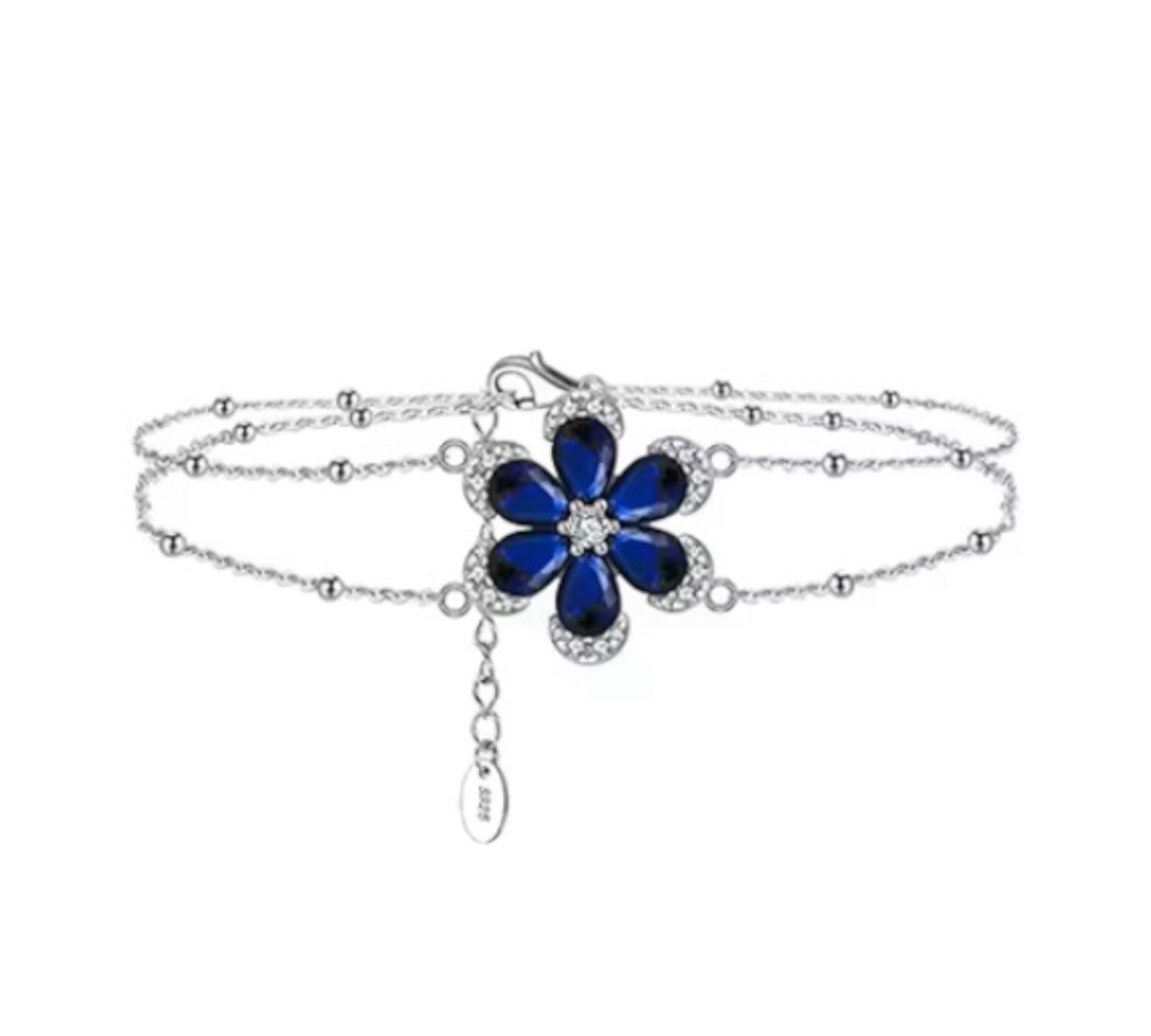 Bracciale petali blu luminosi