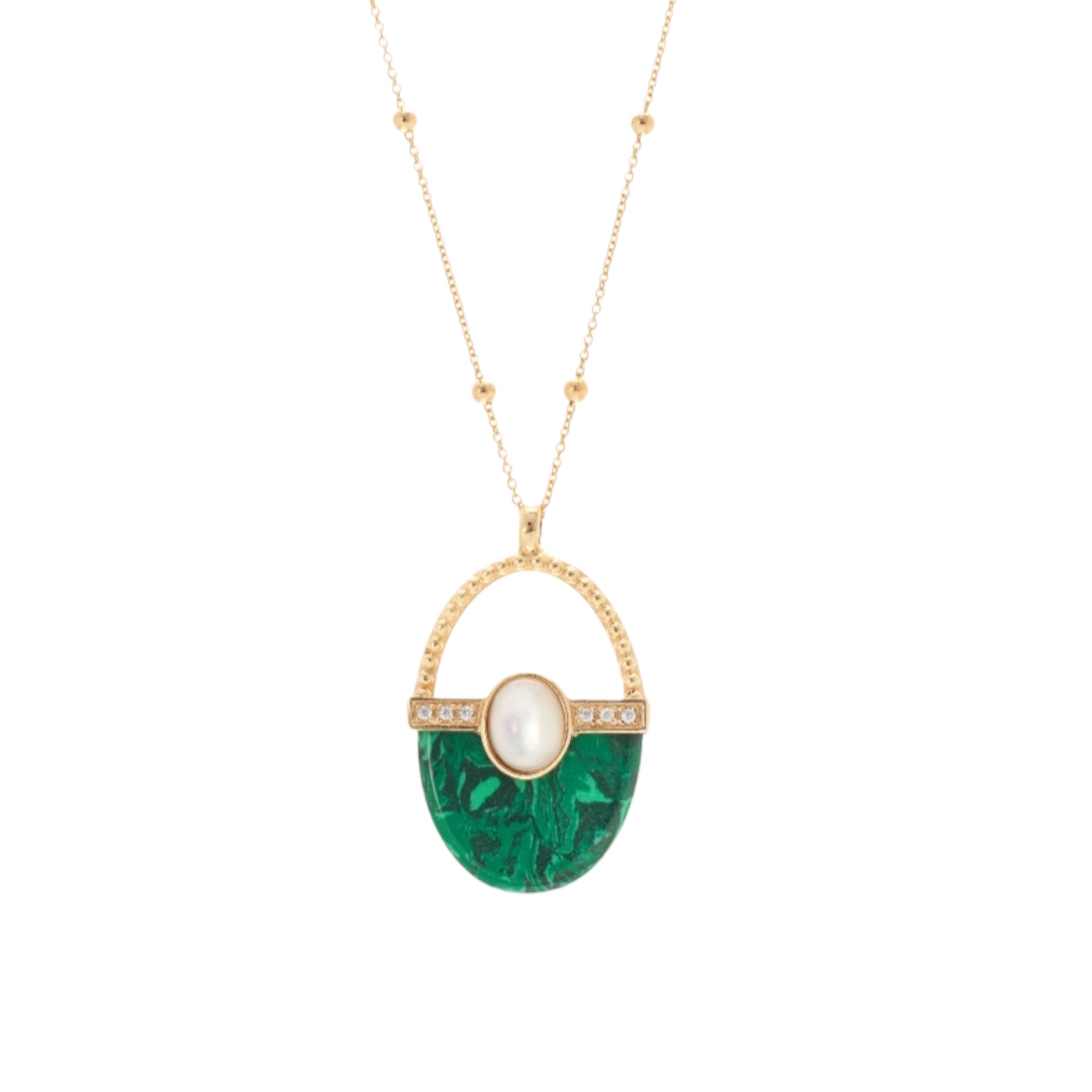 Collana Hollywood con pendente in malachite naturale