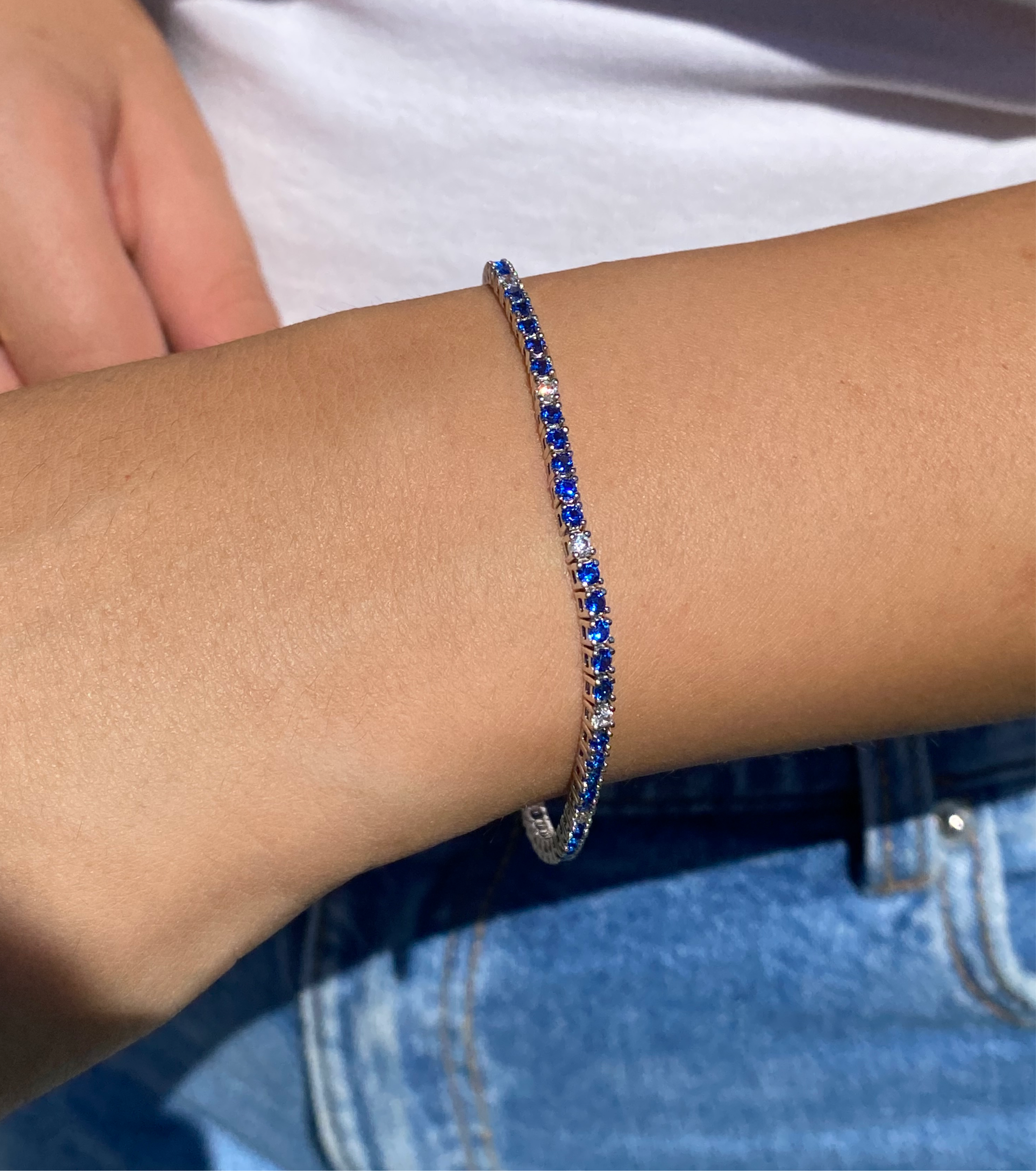 Blue tennis bracelet