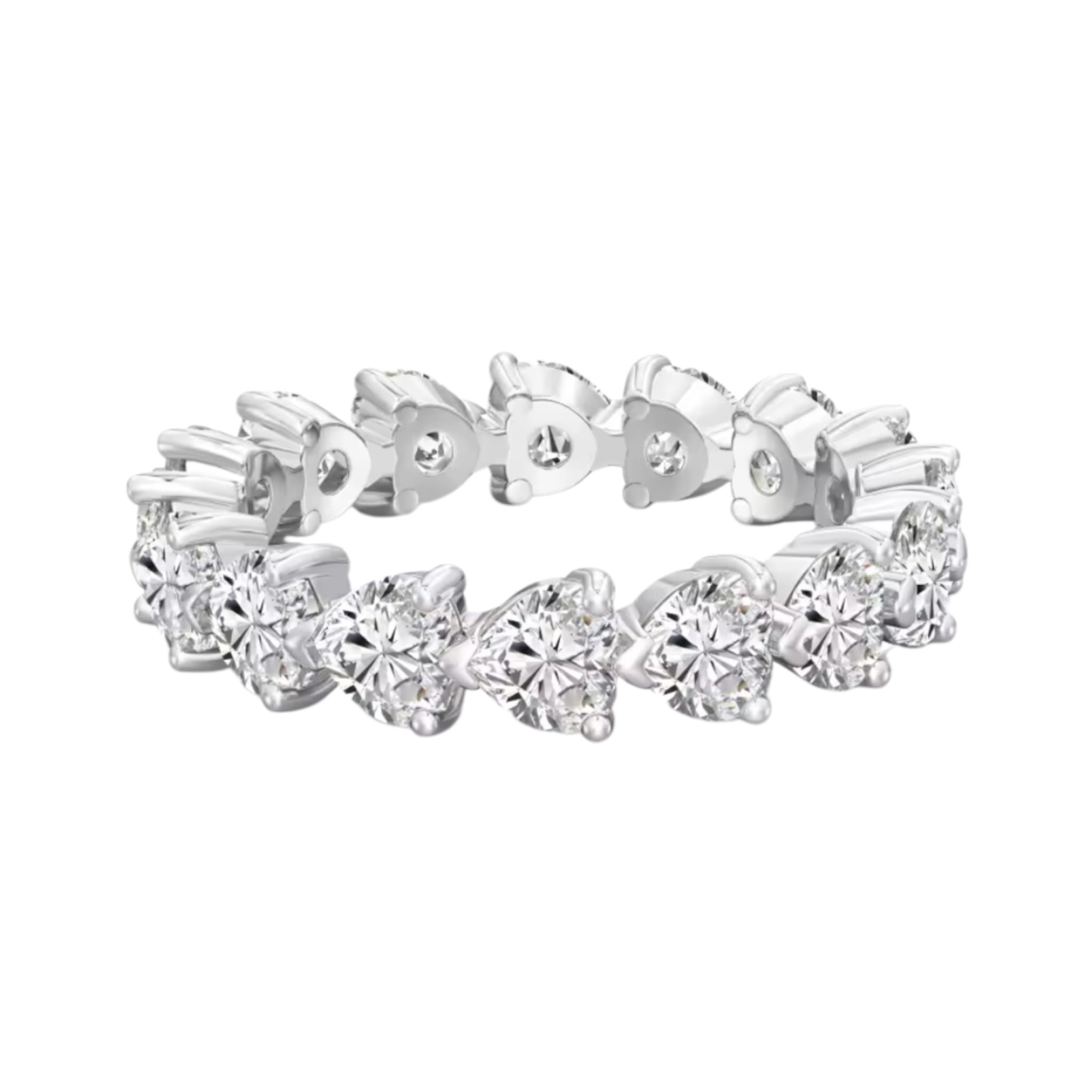 Anello eternity con moissanite luminosa taglio cuore