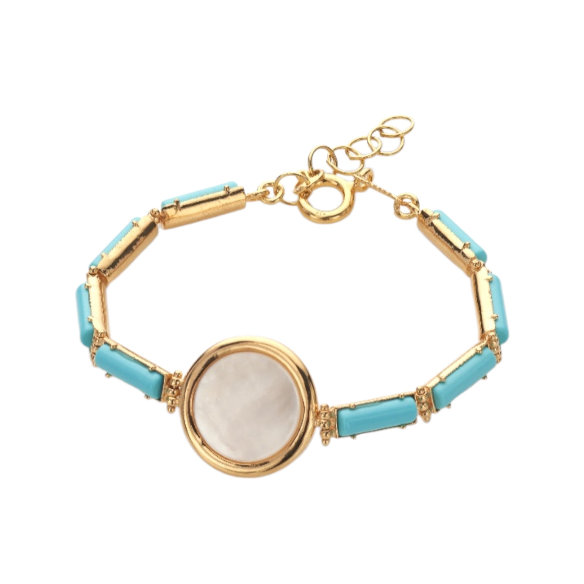 Bracciale con inserti in turchese naturale e Agata centrale