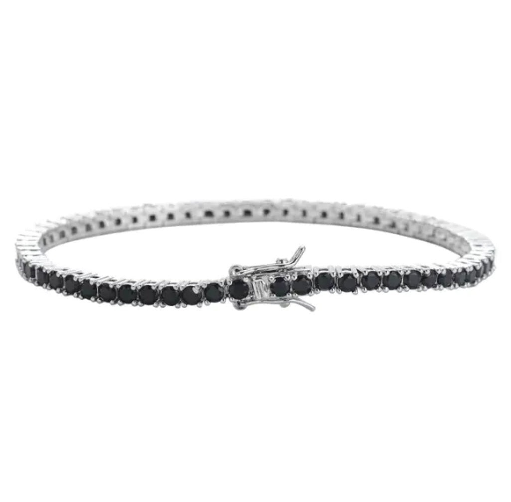 Bracciale tennis con pietre nere
