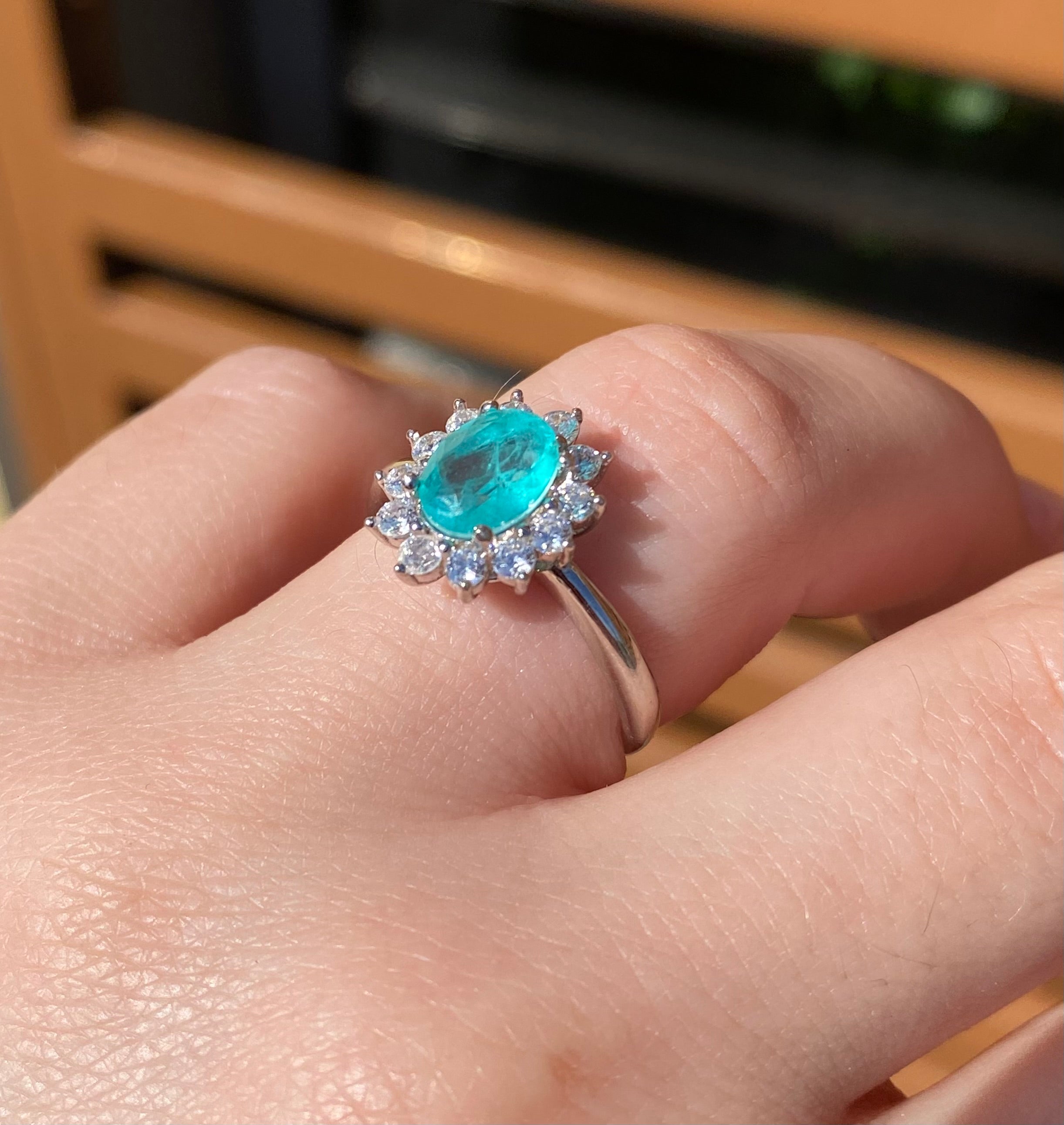 Anello smeraldo sintetico con misura regolabile