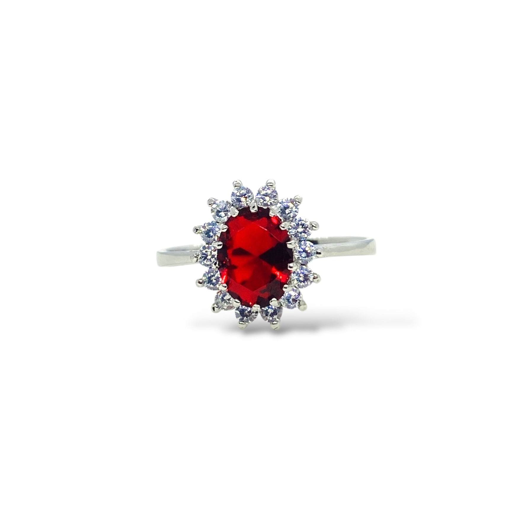 Anello luminoso rosso rubino