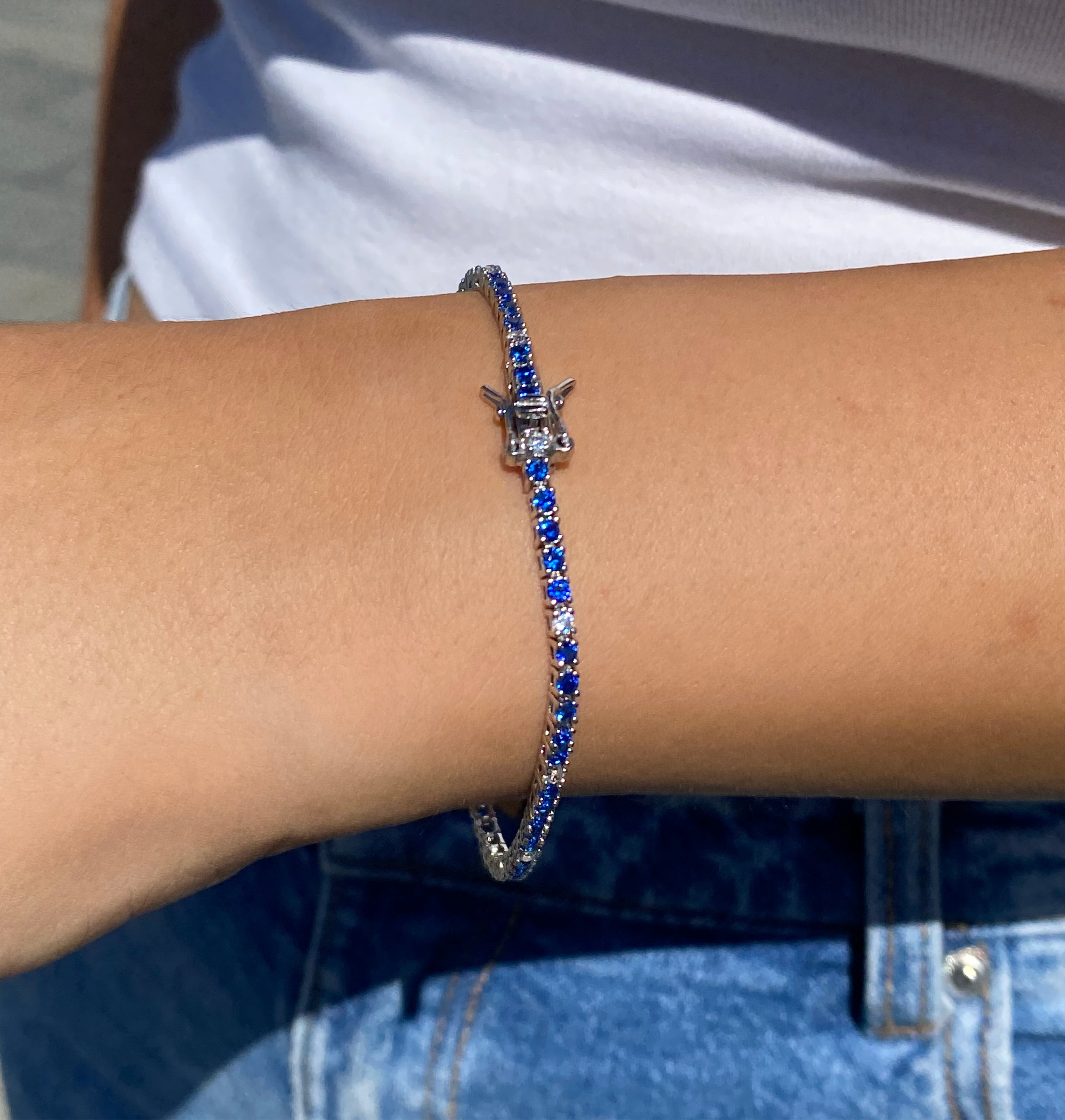 Blue tennis bracelet