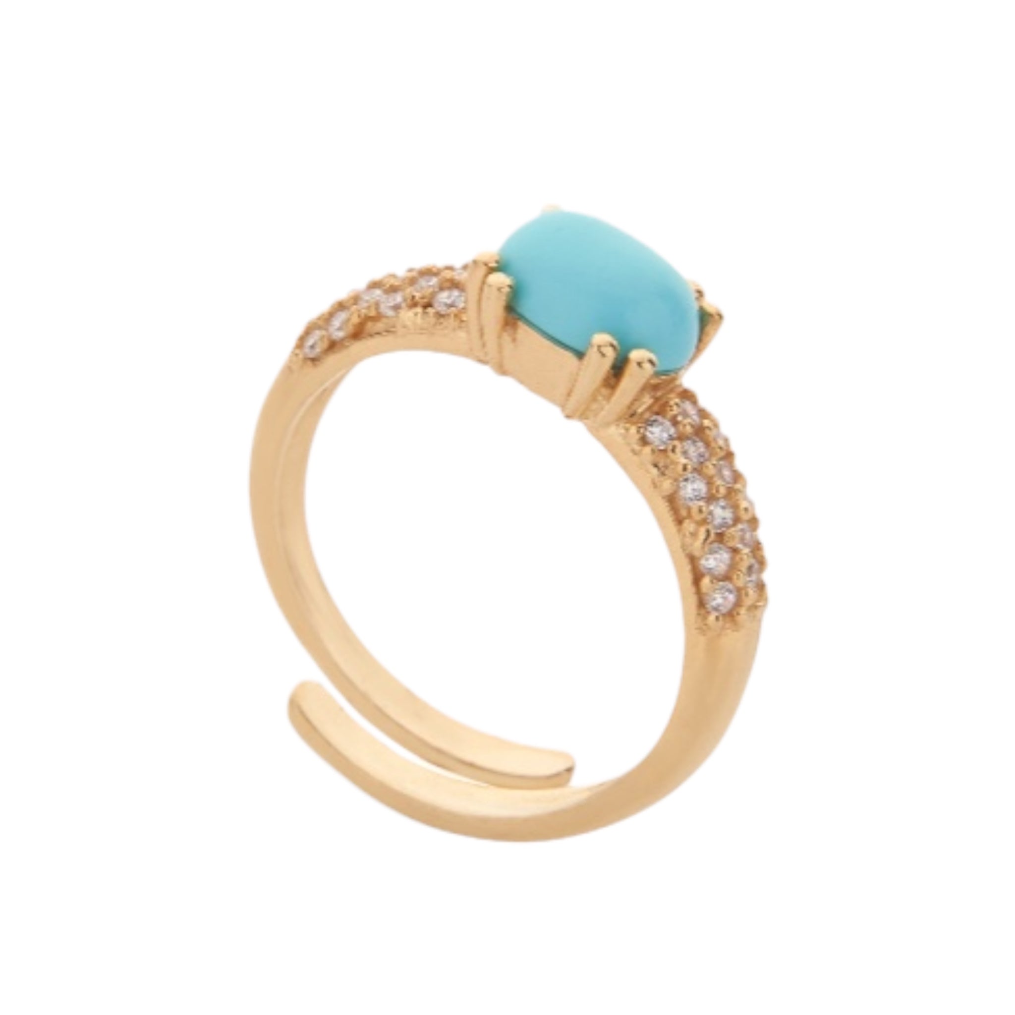 Anello Pavè scintillante con turchese naturale
