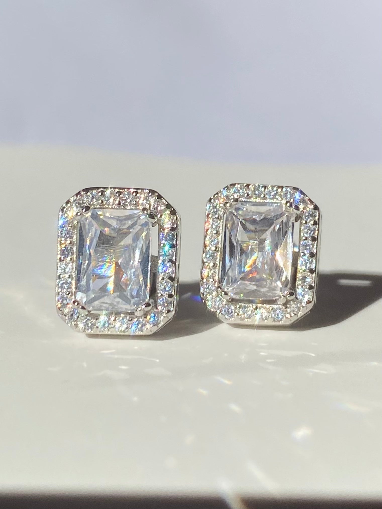 Rectangular pavé earrings