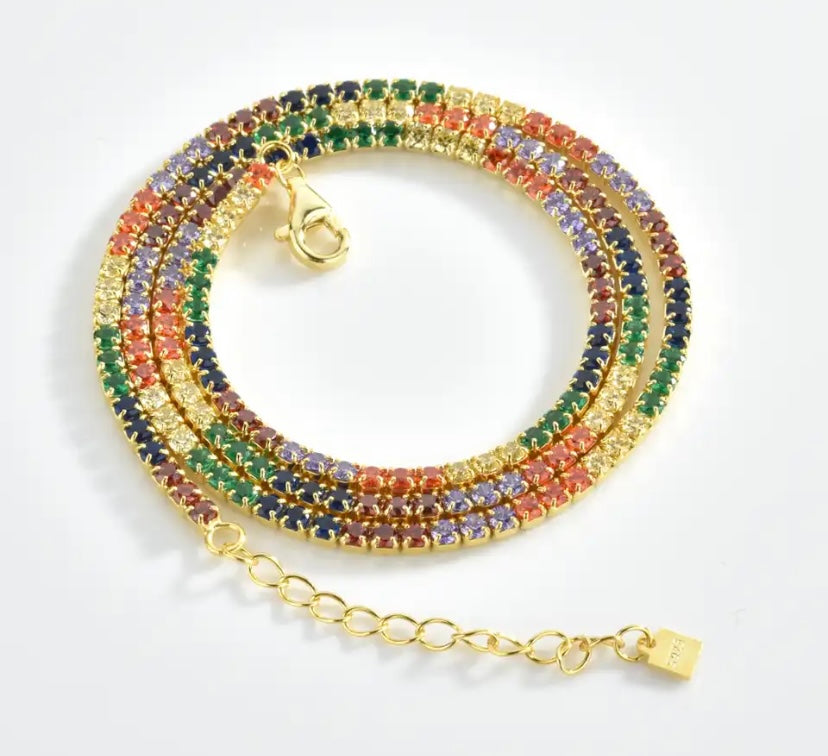 Raimbow tennis necklace