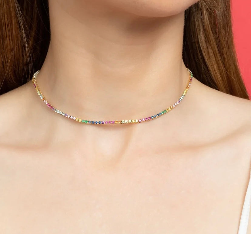 Raimbow tennis necklace