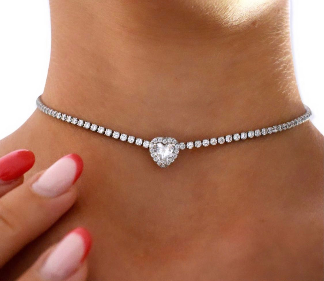 Heart Tennis Necklace