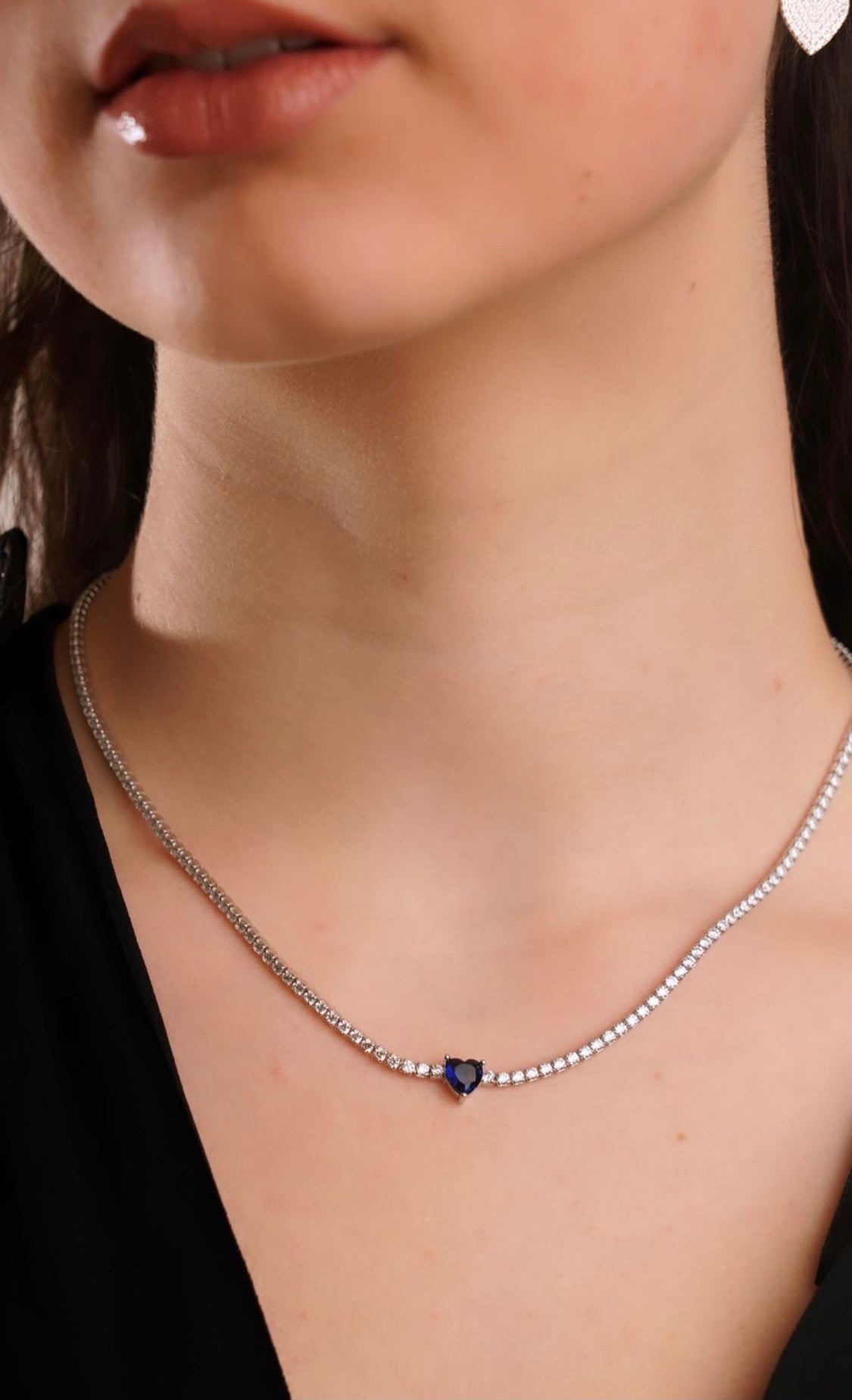 Heart tennis necklace